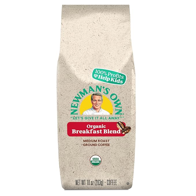 Newman's Own Organics Breakfast Blend, Ground Coffee, Fair Trade Certified, Medium Roast, Bagged 10oz