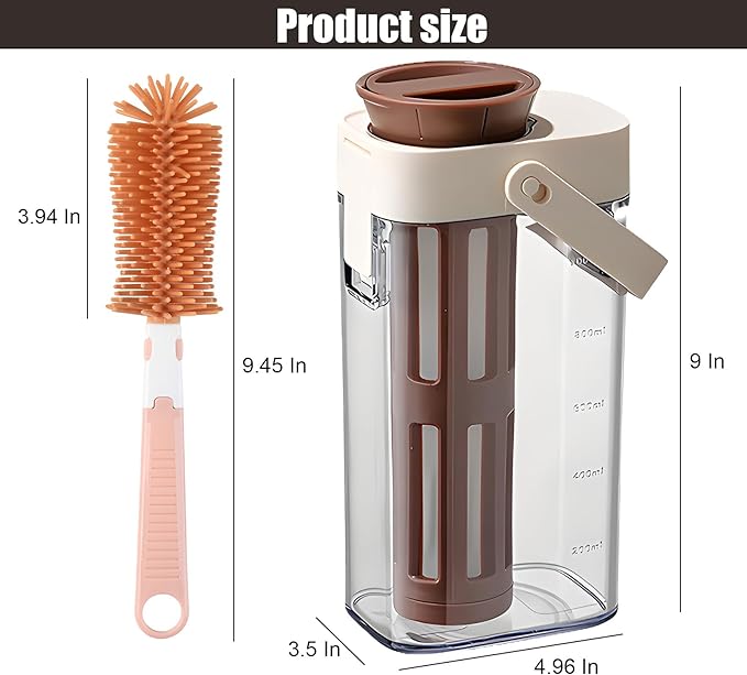 34 oz Cold Brew Coffee Maker, Cold Brew Pitcher for Fridge, Portable Cold Brew Coffee Maker, with Bottle Brush, Ice Brew Bottle for Ice Tea Coffee, Suitable for Home Outdoor Camping Trip
