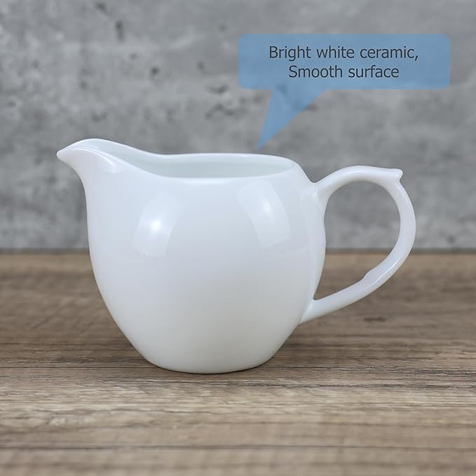 EIKS 2 Pack Ceramic Creamers Pitchers with Handle for Serving Coffee Milk Tea Salad Sauces, Pitcher Capacity 5oz(160ml)