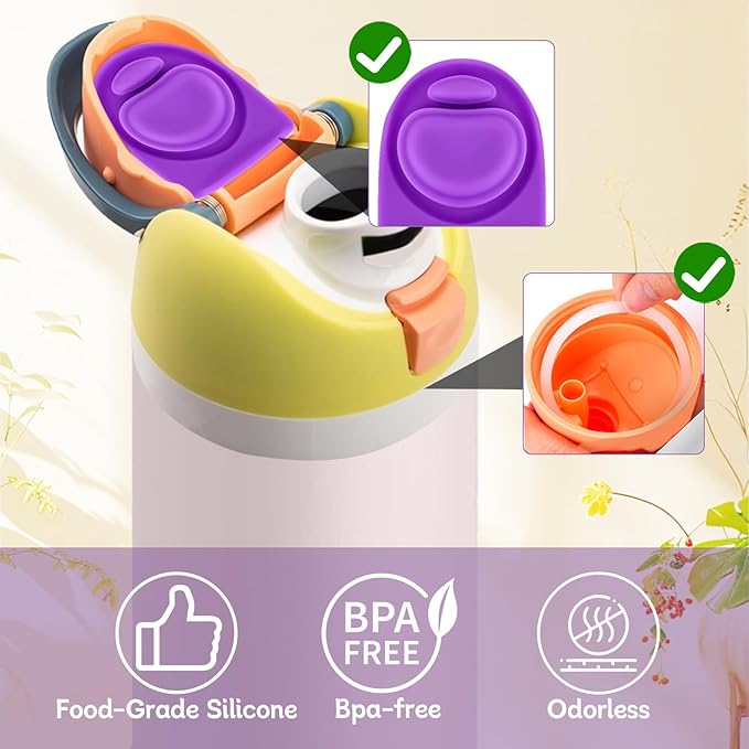 4 Sets Replacement Stopper and Ring Compatible with Owala FreeSip 24oz 32oz,Water Bottle Top Gasket Lid for Owala 16/19/24/32/40oz Seal Bottle Mouth Cap Stopper Silicone Parts Accessories (Purple)