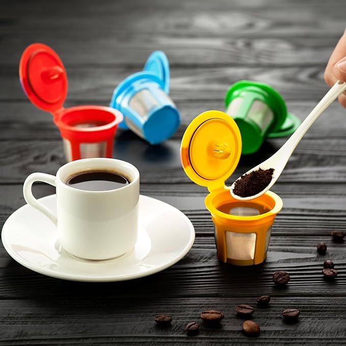 4 Pack Reusable K Cups for Keurig Coffee Makers – BPA-Free Refillable Coffee Pods, 4 Colors – Compatible with Keurig Brewers