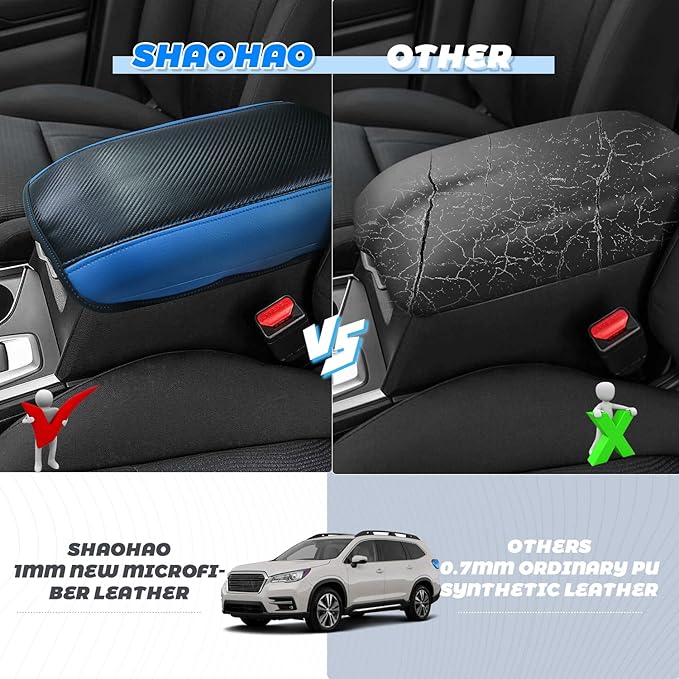 SHAOHAO for 2024 2025 Subaru Ascent Car Armrest Cover for 2019-2023 2024 2025 Subaru Ascent Accessories Center Console Cover Ascent 2023 2024 2025 Arm Rest Console Lid Protector Cushion Cover Pad