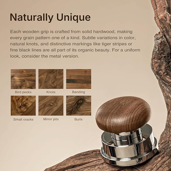 TIMEMORE Espresso Tamper Set 58.4mm with WDT Tool, Self-Leveling Tamper & Gravity Distributor for Professional Coffee Preparation - Wooden Grip