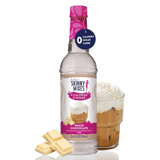 Jordan's Skinny Mixes Syrups Sugar Free Coffee Syrup, White Chocolate Flavor Mix, Zero Calorie Flavoring for Lattes, Protein Shake, Cocktail & More, Gluten Free, Keto Friendly, 25.4 Fl Oz (Pack of 2)