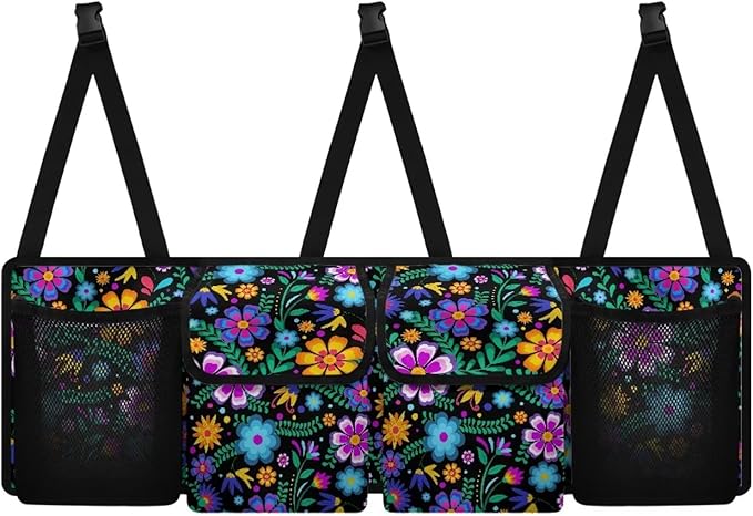 Hanging Trunk Organizer for Car Women Flower Car Organization Accessories Boho Car Decor Reusable Car Back Seat Organizer for SUV/MPV/Truck, Make The Trunk of Your Car Look Neat and Tidy