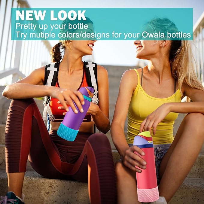 WK IEASON 2Pcs Silicone Boot for Owala Water Bottle, Protective Flask Bottom Cover Base for Owala FreeSip Twist and Flip Flask Water Bottle Accessories-2.83inch Bottom Diameter