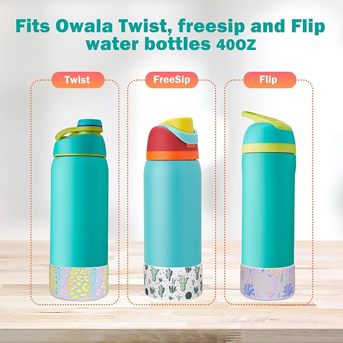 WK IEASON 2Pcs Silicone Boot for Owala Water Bottle, Protective Flask Bottom Cover Base for Owala FreeSip Twist and Flip Flask Water Bottle Accessories-3.56inch Bottom Diameter