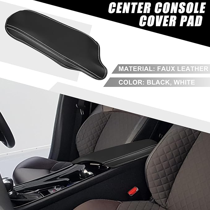 Car Center Console Pad Waterproof Armrest Seat Box Cover Protector for Toyota C-HR 2016 2017 2018 2019 2020 2021 2022 Black White