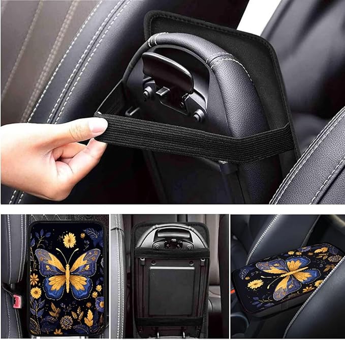 Butterfly Car Decor Set for Women Butterfly Car Steering Wheel Cover Sets Cars Interior Decor Cup Coaster Handbrake Cover Suit for Most Cars Truck Vans SUV