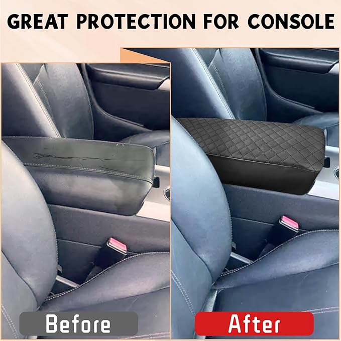 Center Console Cover Compatible with Ford Edge 2011-2014 Leather Armrest Box Cushion Cover Middle Console Pad