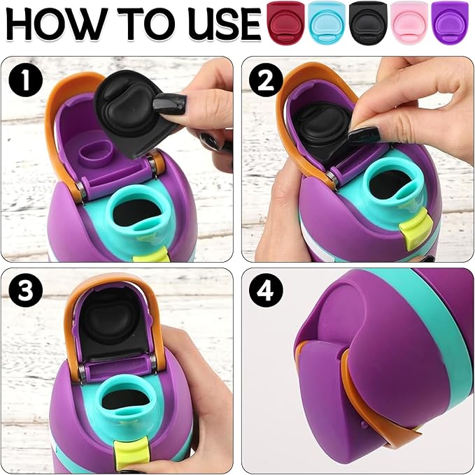 Rubber Seal Replacement Stopper Compatible with Owala Freesip16/19/24/32/40oz Spout Lid,5 Pcs Water Bottle Gasket Silicone Cap Insert Gasket Stopper Replacement Parts Accessories (5 Colors 7)