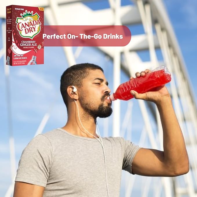 LLE Canada Dry Powder Drink Mix Cranberry Ginger Ale Flavor, Sugar Free & Delicious Water Enhancer Easy to Prepare Powdered Beverages for Picnic Camping Outdoor Drinks 6ct Box, 2 Boxes-12 Sticks Total