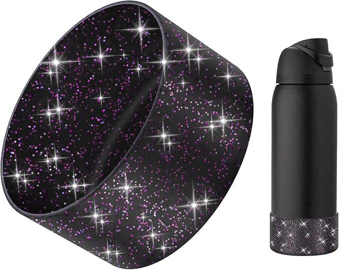 Protective Glitter Silicone Boot Compatible with Owala 24oz 32oz 40oz, Bling Cup Sleeve Bottom Bumper Cover Compatible with Owala FreeSip, Twist, or Flip Stainless Steel Water Bottles