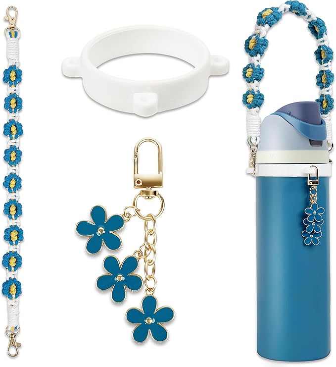 Handle Strap and Charm Set for Owala Water Bottle 24 oz, 32 oz, 40 oz, Owala Kids, Owala Coffee Tumbler, Owala FreeSip – Includes Handle Strap, for Owala Accessories & Stanley Cup Accessories