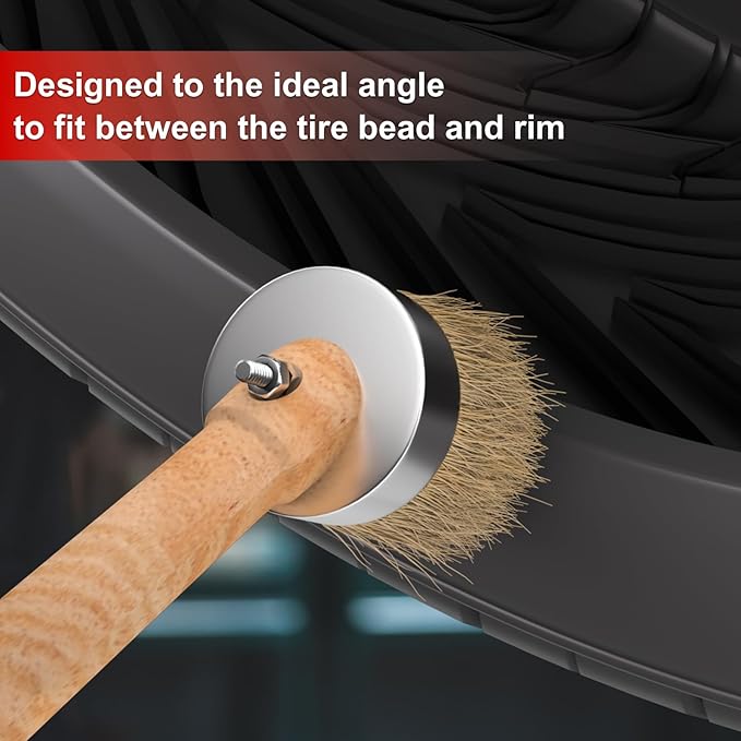 SUNSOUL Wooden Handle Angled Tire Mounting Paste Lube Brush 15.75” in Length, Compatible with Universal Tire Mounting Compounds and Other tire lubes