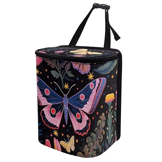 Butterfly Car Trash Can with Lid,Leak Proof Hanging Garbage Storage Pocket for Home and Car,Durbale and East to Install Car Accessory Interior