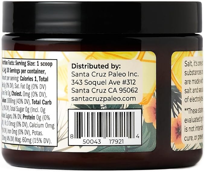 Santa Cruz Paleo Electrolyte Powder, Lemonade Flavor, Sugar Free Hydration Drink Mix with Himalayan Pink Salt, Sea Salt, Magnesium Glycinate, Potassium Chloride, Sweetened with Stevia, 30 Servings