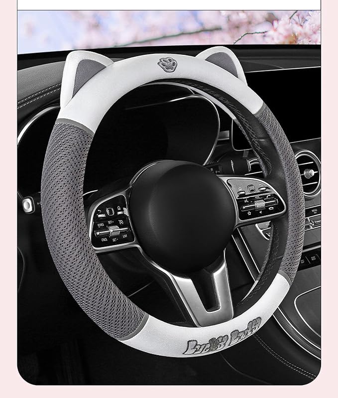 Women's Cartoon Steering Wheel Cover Comfortable, Breathable, Non-Slip All-Season Car Accessory Universal 15-inch Fit Suitable for Sedans, Pickup Trucks, and SUVs