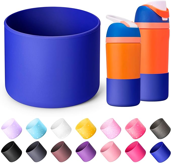 Silicone Water Bottle Boot for Owala 14/16oz, Anti-Slip Protective Sleeve Bottom Bumper Protector for Owala Kids 12 oz Tumbler, Flip 14 oz and FreeSip 16 oz Water Bottle (Navy)
