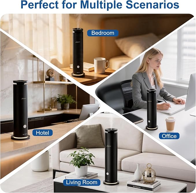 Waterless Diffuser Pro with 5 Scent Oils, Luxury Hotel-Class Essential Oil Diffuser Aromatherapy Machine with 1500 Sq Ft Cover, 6 Mist, 4.06Oz Air Diffusers for Home Large Room Hotel SPA