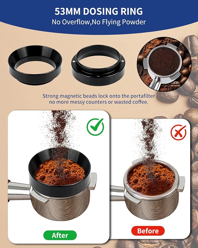 7 Pack 51mm Espresso Accessories – Tamper Station, Coffee Distributor, WDT Tool, Tamping Mat, Dosing Funnel, Brush & Puck Screen – Barista Tools Kit for Espresso Machines at Home or Cafe