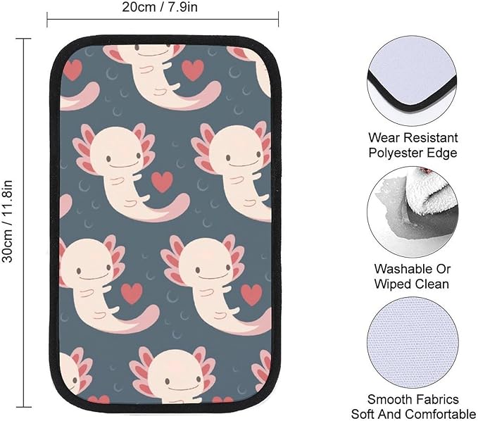 Axolotls Car Center Console Cushion Pad,Waterproof Armrest Seat Box Cover Protector,Comfortable Car Decor Accessories Fit for Most Cars, Vehicles, SUVs