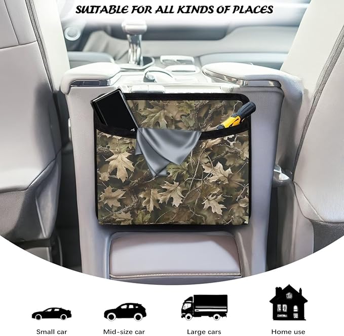 Renewold Green Hunting Camo Car Pocket Organizer Small Storage Bag for Sunglasses Keys Wallet Cell Phone Holder Auto Pouch Car Accessories Multifunction for Office Bedroom Boat Women Men Gift