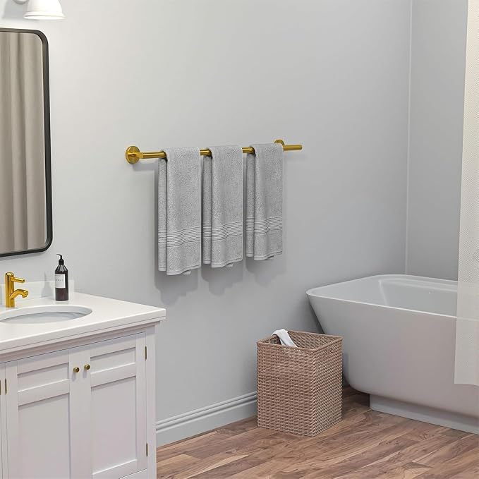 USHOWER Brushed Gold Bath Towel Bar, 30-Inch Towel Racks for Bathroom Wall-Mounted, SUS304 Stainless Steel Towel Rod (Total Length 32-Inch)