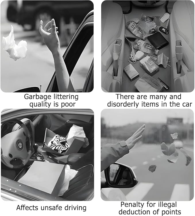 Car Seat Side Storage Pocket, Leather Hanging Foldable Multifunctional Vehicle Front Door Back Organizer Box, Waterproof Auto Interior Organizing Container, Universal fit(Black)
