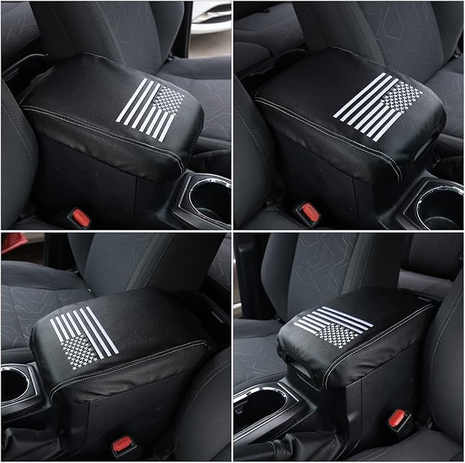 CHEAYAR Leather Car Auto Center Console Armrest Cushion for Toyota Tacoma Accessories 2016-2018 2019 2020 American Flag (Star Flag-Leather)