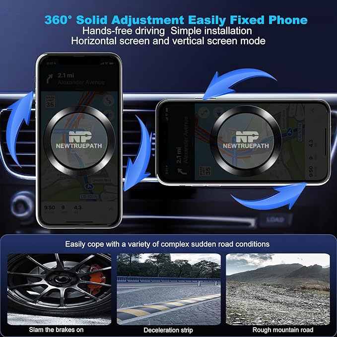Mini Aluminum Alloy Car Vent Phone Mount Holder - N52 Super Strong Magnet Universal Compatible with for iPhone 17 Pro/16/15/14, Samsung Galaxy, iPad & mini Tablets - 2 Pack (Black)