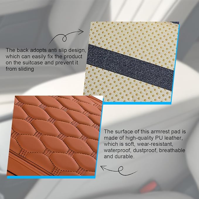 Car Center Console Cover, Leather Vehicle Armrest Cover Cushion with 2 Storage Bags, Automotive Interior Arm Rest Seat Box Pad Accessories, Universal for SUV Sedan Truck (Brown)