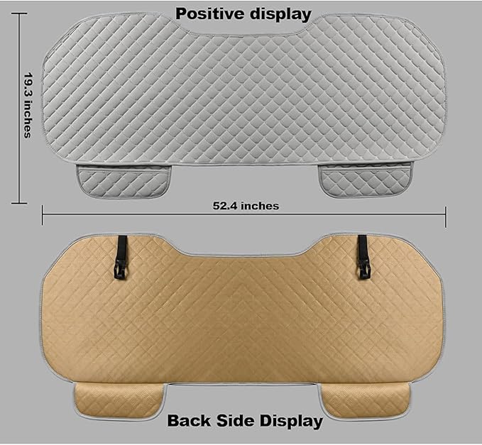 Car Seat Covers Auto Cushion Vehicle Long Rear Seat Chair Cover Protective Mat pad for Baby, SUV, Skin-Friendly Golden Embroidery Thread (Black-Rear)