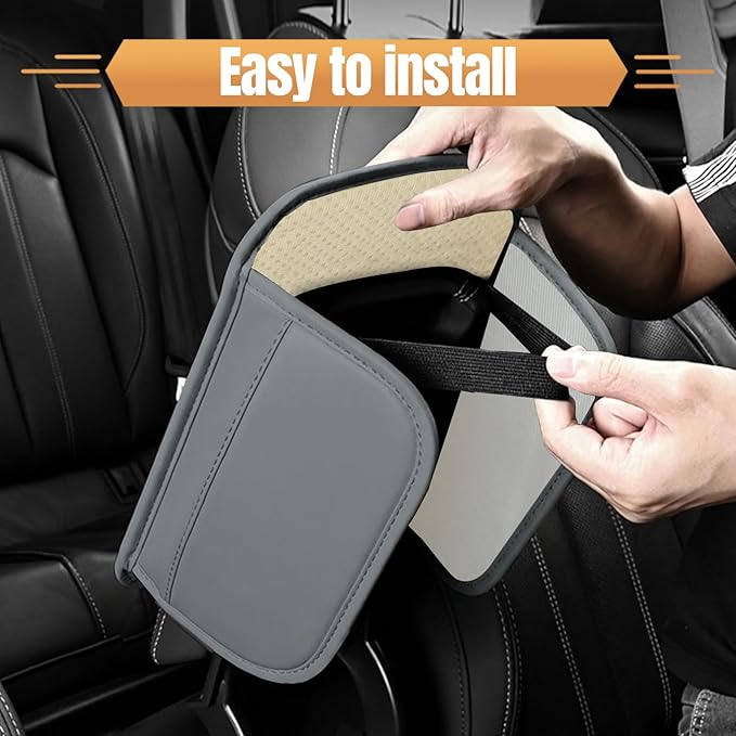wuyaoyao Bling Car Center Console Cover, 11.81"×7.87" Leather Auto Arm Rest Cover Protector with 2 Storage Bags, Vehicle Crystal Rhinestone Armrest Cushion Pad, Interior Car Accessories (Gray)