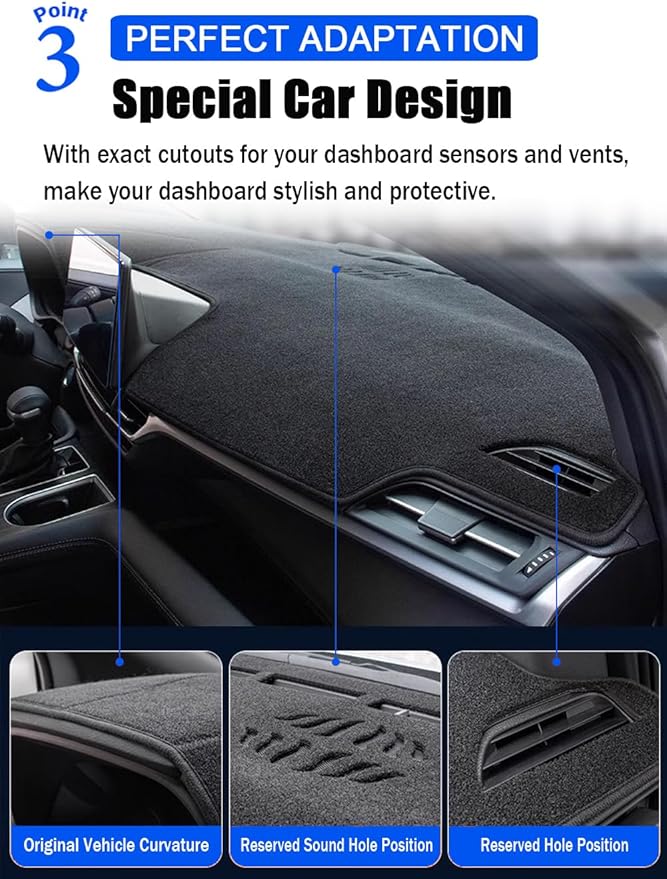 XITER Polyester Dashboard Cover Mat Carpet Dash Nonslip Sun Shade Mat Compatible for Honda Prologue 2024 2025 2026.