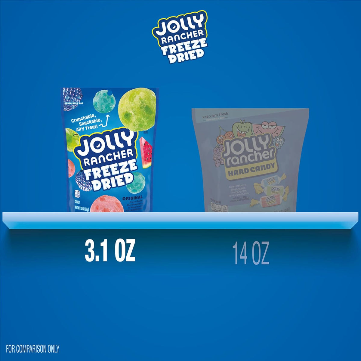 Jolly Rancher, Freeze Dried Original Fruit Flavored Candy Bag, 3.1 Ounce