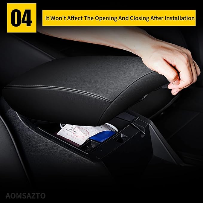 AOMSAZTO Console Covers for 2014 2015 Mazda Mazda3 Armrest Covers for Mazda 3 Black with Black Stiches
