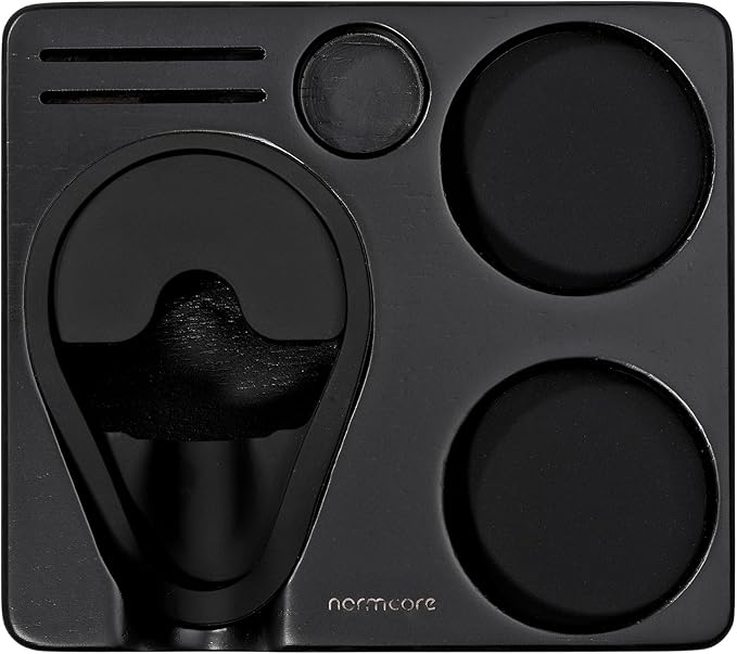Normcore Compact Tamping Station - Espresso Black Tamper Station Base - Genuine American Black OAK Tamper Holder - Wooden Coffee Portafilters Stand Base For 54 /58mm Espresso Machine Accessories