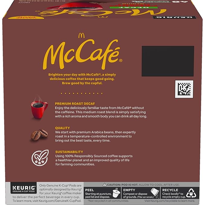 McCafe Premium Roast Decaf, Keurig Single Serve K-Cup Pods, Medium Roast Coffee Pods, 48 Count