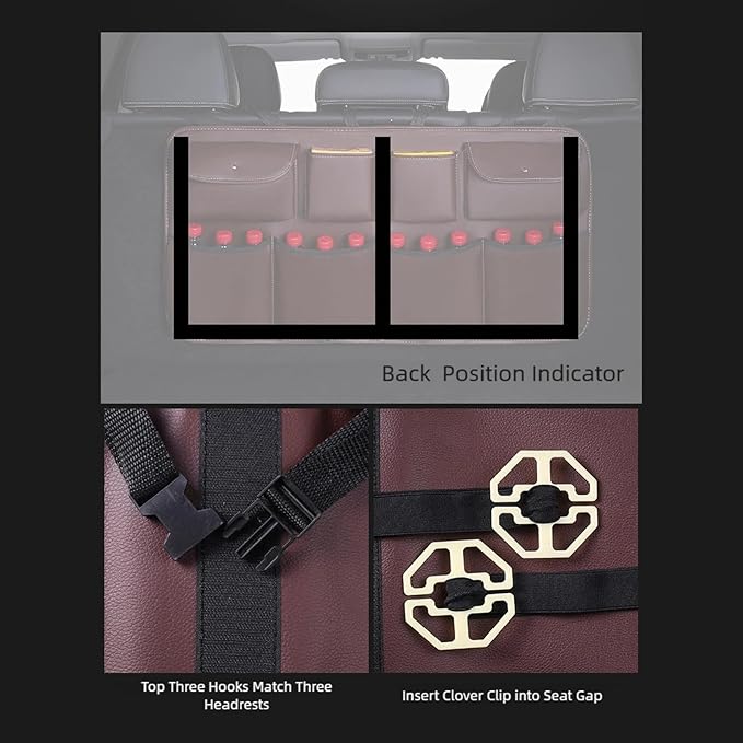 PU Cloth Automotive Organizers Quick Installation Hanging Pocket Fabric Storage Bag for Trip Storage Bag