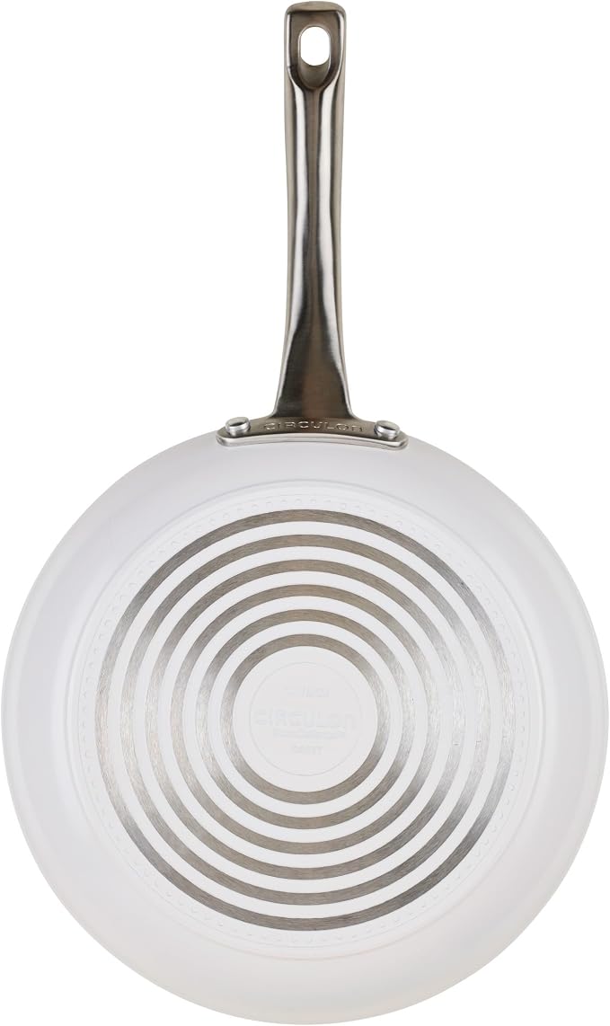 Circulon Halo with LaserDefense Ceramic Nonstick Cookware Set, 11-Piece Pots and Pans Set, Pearl White