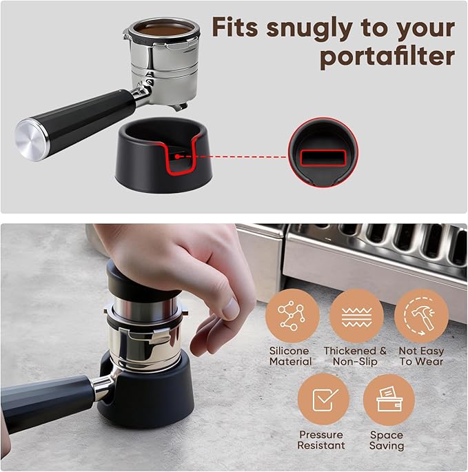4 in 1 Silicone Coffee Maker Mat for Ninja Luxe ES601 & ES701: Top/Coffee Bar Mats + Espresso Tamper Base + Burr Anti-Jam Ring – Food-Grade Silicone, Water-, Slip-& Heat-Resistant Coffee Accessories