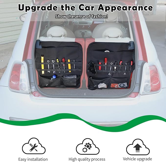 Car Trunk Storage Bag Storage Pockets Compatible with Fiat 500/500 Abarth 2016-2024 Car Trunk Backseat Panel Hanging Organizer Oxford Cloth Storage Bag (Rear seat panel storage bag（07-15）)