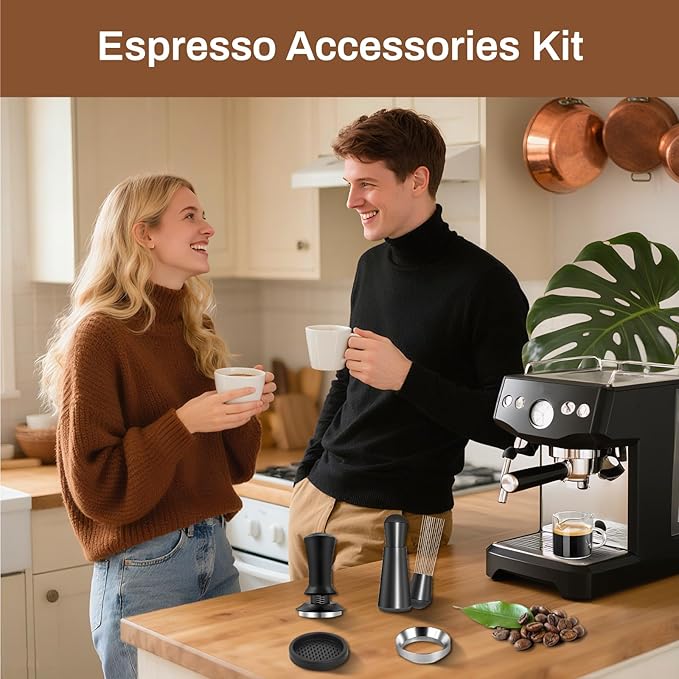 58mm Espresso Accessories Kit - 58mm Tamper and 4 OZ Espresso Cups Set of 2 - Suitable for 58mm bottomless portafilter - WDT Tool Dosing Funnel Espresso Machine Accessories Distribution Tool