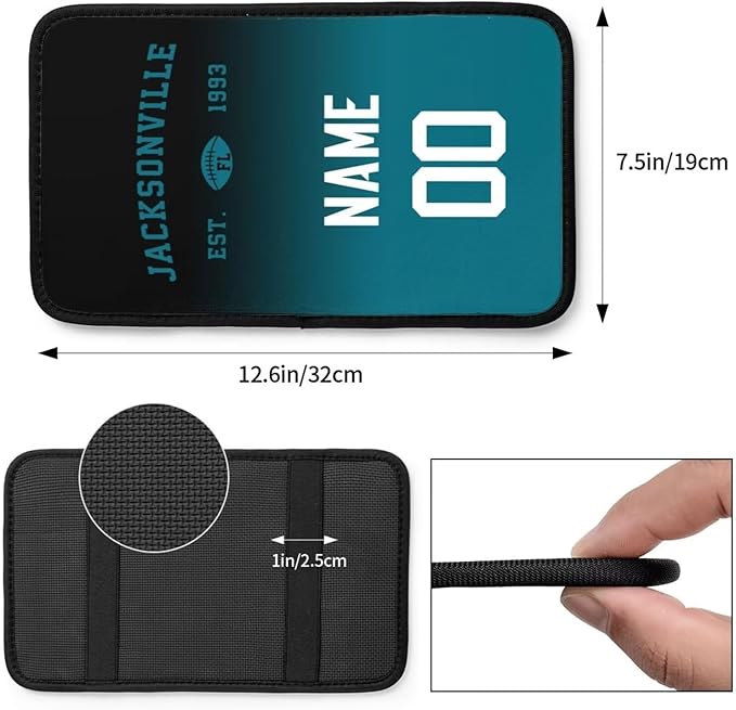 Custom Car Armrest Cover, Add Personalized Name and Number - Auto Center Console Pad, Fit Most Cars