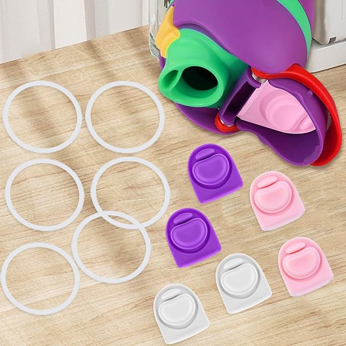 6 Sets Replacement Seal Gasket Stoppers for Owala Freesip 16oz 32oz Cap Mouth,Silicone O Sealing Ring Parts Water Bottle Top Lid Accessories for Owala Freesip 16/19/24/32/40oz（3 colors 3