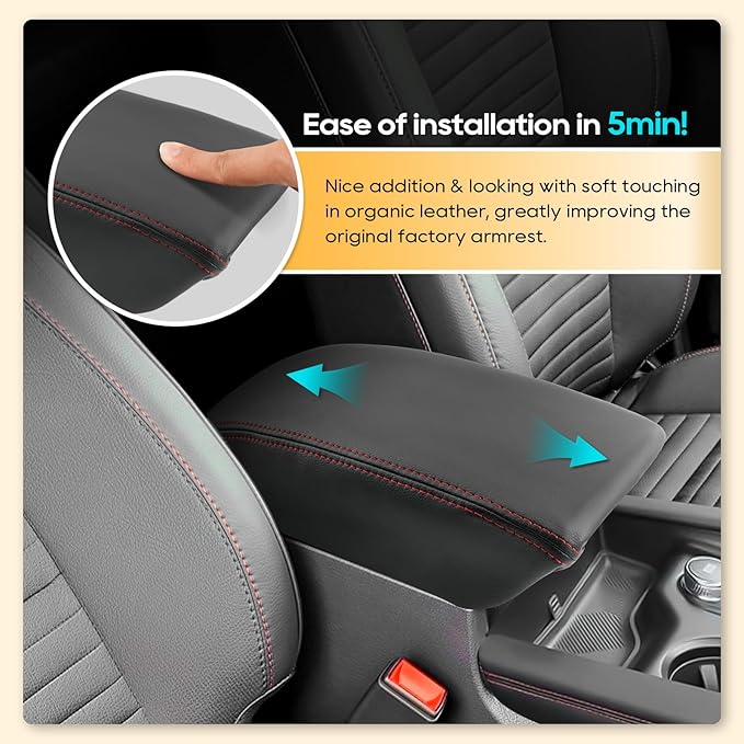 Armrest Cover for 2024-2026 Ford Explorer All Trim Models 2024 2025 2026 Ford Explorer Accessories Center Console Cover Arm Rest Protector Middle Lid Pad Protector PU Leather, Anti-Scratch,Non-Slip