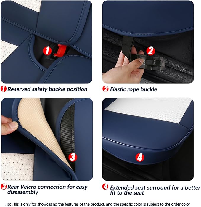 Car Seat Covers Full Set 3D Foam Back Support, 5 Seats Universal Fit for Most Cars, Nappa Leather Car Seat Cushion Super Breathable, Storage Bags, All Season, Black Red Car Seat Cover