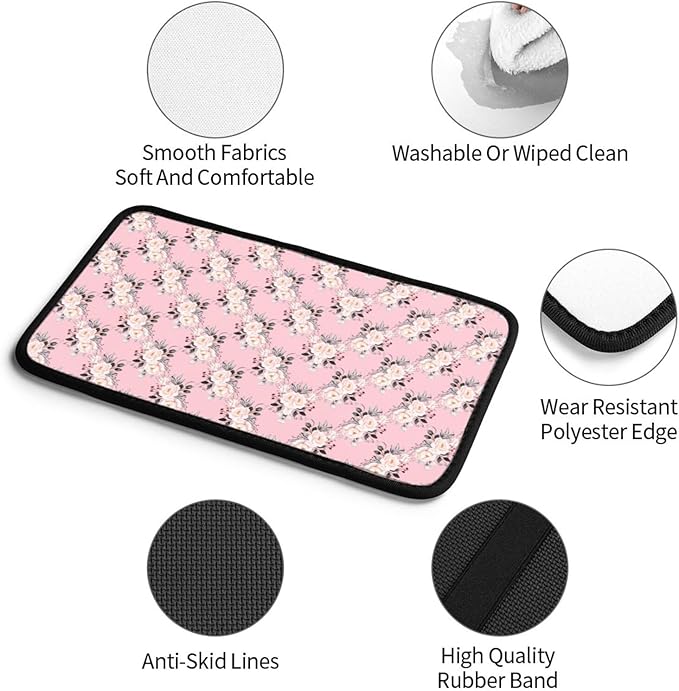 Car Armrest Cover Auto Center Console Pad Arm Rest Cushion Soft Car Accessories Universal for Most Vehicle (Vintage Floral Bouquets Flowers Pattern Design)