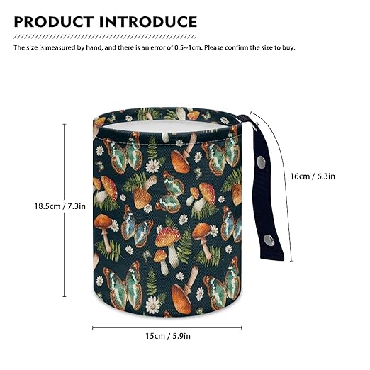 Butterfly Mushroom Cat Car Garbage Can Small Trash Can with Leak Proof Inside Liner and Hanging Strap Car Organizer Portable for Road Trip